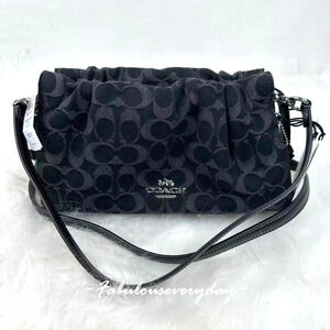Coach Faye Shoulder Bag Crossbody In Signature Denim/Silver/Black CDB93 NWT